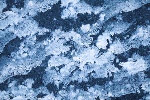 Ice texture natural blue surface with snow photo