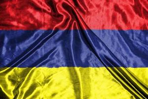 armenia cloth flag Satin Flag Waving Fabric Texture of the Flag photo