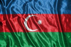 azerbaijan cloth flag Satin Flag Waving Fabric Texture of the Flag photo