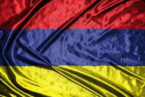 armenia cloth flag Satin Flag Waving Fabric Texture of the Flag photo