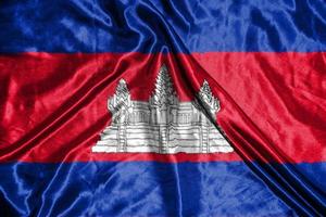 cambodia cloth flag Satin Flag Waving Fabric Texture of the Flag photo