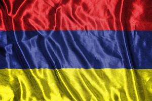 armenia cloth flag Satin Flag Waving Fabric Texture of the Flag photo