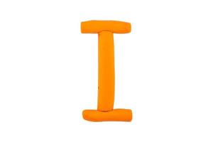 alphabet I English colorful letters Handmade letters molded from plasticine clay on Isolated white background photo