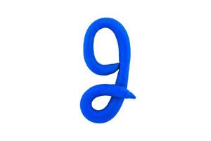 alphabet g English colorful letters Handmade letters molded from plasticine clay on Isolated white background photo