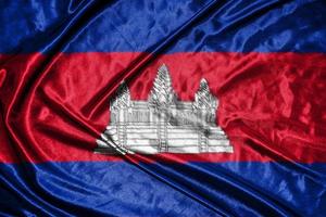 cambodia cloth flag Satin Flag Waving Fabric Texture of the Flag photo