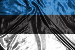 estonia cloth flag Satin Flag Waving Fabric Texture of the Flag photo