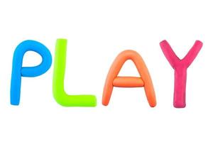 message play you Funny plasticine alphabet letters on white background photo