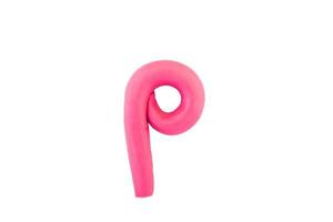 alphabet p English colorful letters Handmade letters molded from plasticine clay on Isolated white background photo