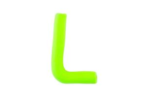 alphabet L English colorful letters Handmade letters molded from plasticine clay on Isolated white background photo