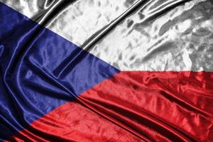 czech cloth flag Satin Flag Waving Fabric Texture of the Flag photo