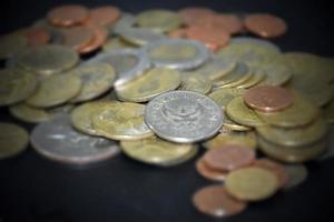 Thai bahts coins on dark background, photo