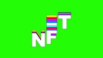 Animated NFT text colorful on green screen
