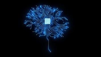 Brain circuit digital computer graphic background. AI microchip brain of robot futuristic technology.