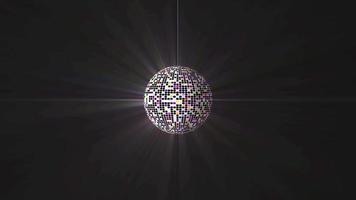 dessin animé d'animation vidéo - le miroir de boule disco tourne sur un fond clair