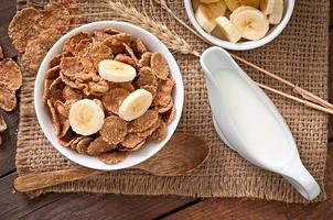 Healthy breakfast - whole grain muesli in a white bowl photo