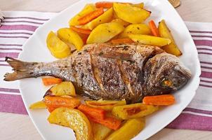 Dorada baked with potatoes photo