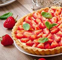 Strawberry tart with custard photo