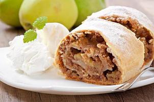 Apple strudel with ice cream photo