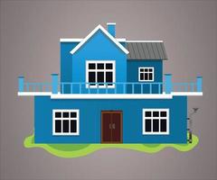 Cartoon house vector isolated on a gradient background, Modern house.