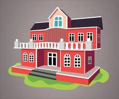 Cartoon house vector isolated on a gradient background, Modern house.