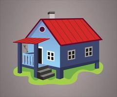 Cartoon house vector isolated on a gradient background, Modern house.