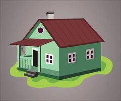 Cartoon house vector isolated on a gradient background, Modern house.