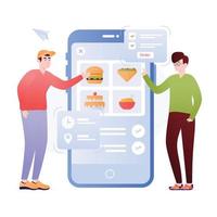 A skillfully crafted flat illustration of food app vector