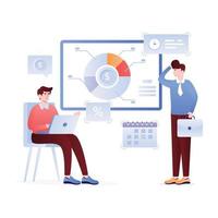 Business monitoring flat illustration is up for premium use vector