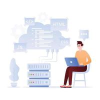 A customizable flat illustration of cloud technology vector