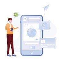 Online payment flat illustration is customizable vector