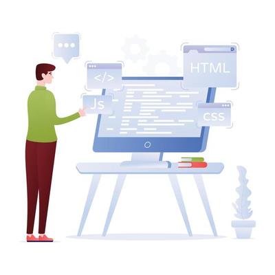 Coding language flat illustration is up for premium use