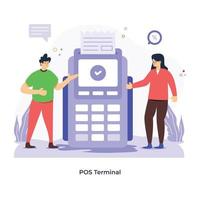 Card payment machine, flat illustration of POS terminal vector