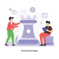 Persons with chess piece, concept of business strategy flat illustration vector