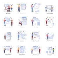 Set of Business and Media Flat Illustrations vector