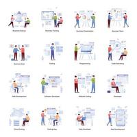 Data Management and Development Flat Illustrations vector