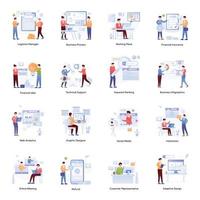 Collection of Business and Finance Flat Illustrations vector