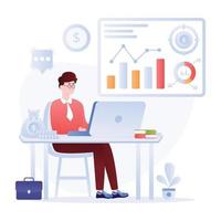 Persons monitoring data online, flat illustration of analytics vector