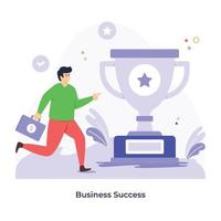 Person with trophy and briefcase, flat illustration of business success vector