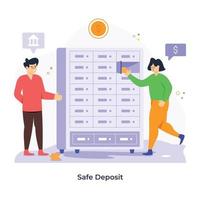 Banking service, flat illustration of safe deposit vector