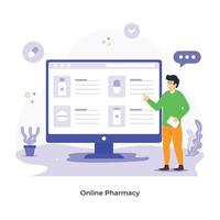 descargue la ilustración plana premium de la farmacia en línea vector