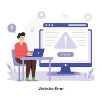 una ilustración plana visualmente atractiva del error del sitio web vector