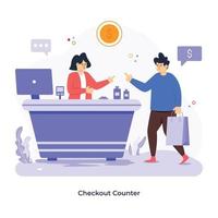 Checkout counter flat illustration is scalable vector