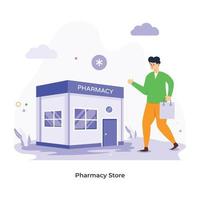 ilustración plana fácil de usar de la tienda de farmacia vector