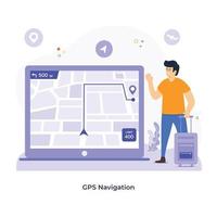 la ilustración plana de navegación gps está lista para uso premium vector