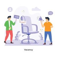 Person with chair and megaphone, showing the concept of vacancy flat illustration vector