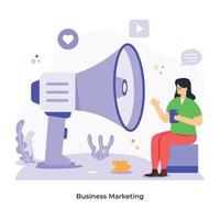 Person with megaphone, flat illustration of business marketing vector