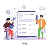 An editable flat illustration of hiring vector