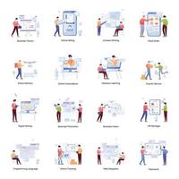Collection of Marketing Flat Illustrations vector