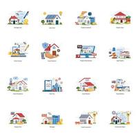 Collection of Real Estate Flat Illustrations vector