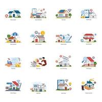 Set of Smart Homes Flat Illustrations vector